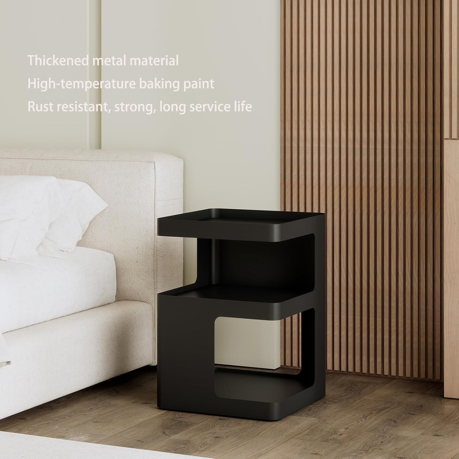 ZHBHYZ Modern Side Table,Small end Tables for Small Spaces,Black Metal nightsta