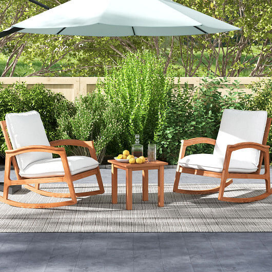 Patio Hardwood Square Side Table with Slatted Tabletop – Color: Natural