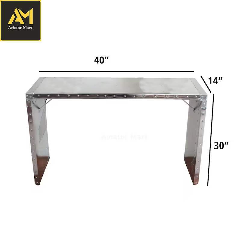 Aviator Aluminum Wing Desk – Industrial Office Table – Metal Executive Desk