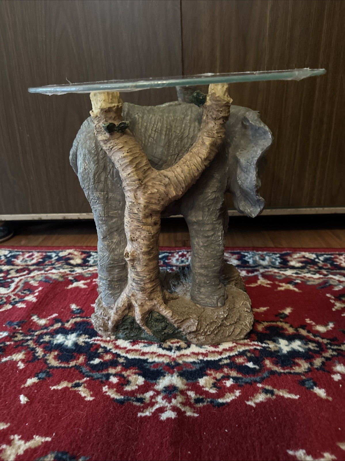 Elephant Glass Top Side Table Plant Stand 12″ 2079