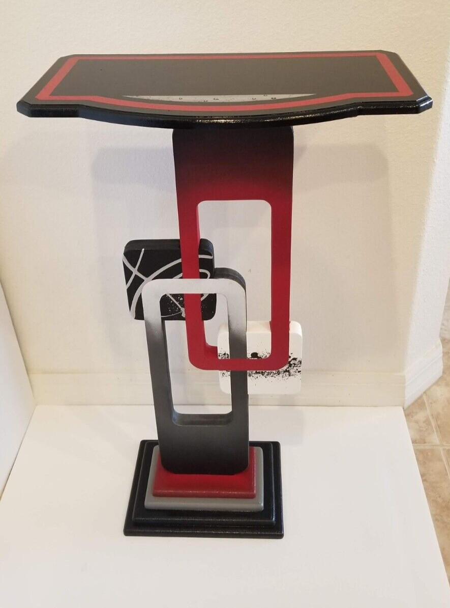 Cherry red Abstract table – Contemporary modern end table, accent table, 30″
