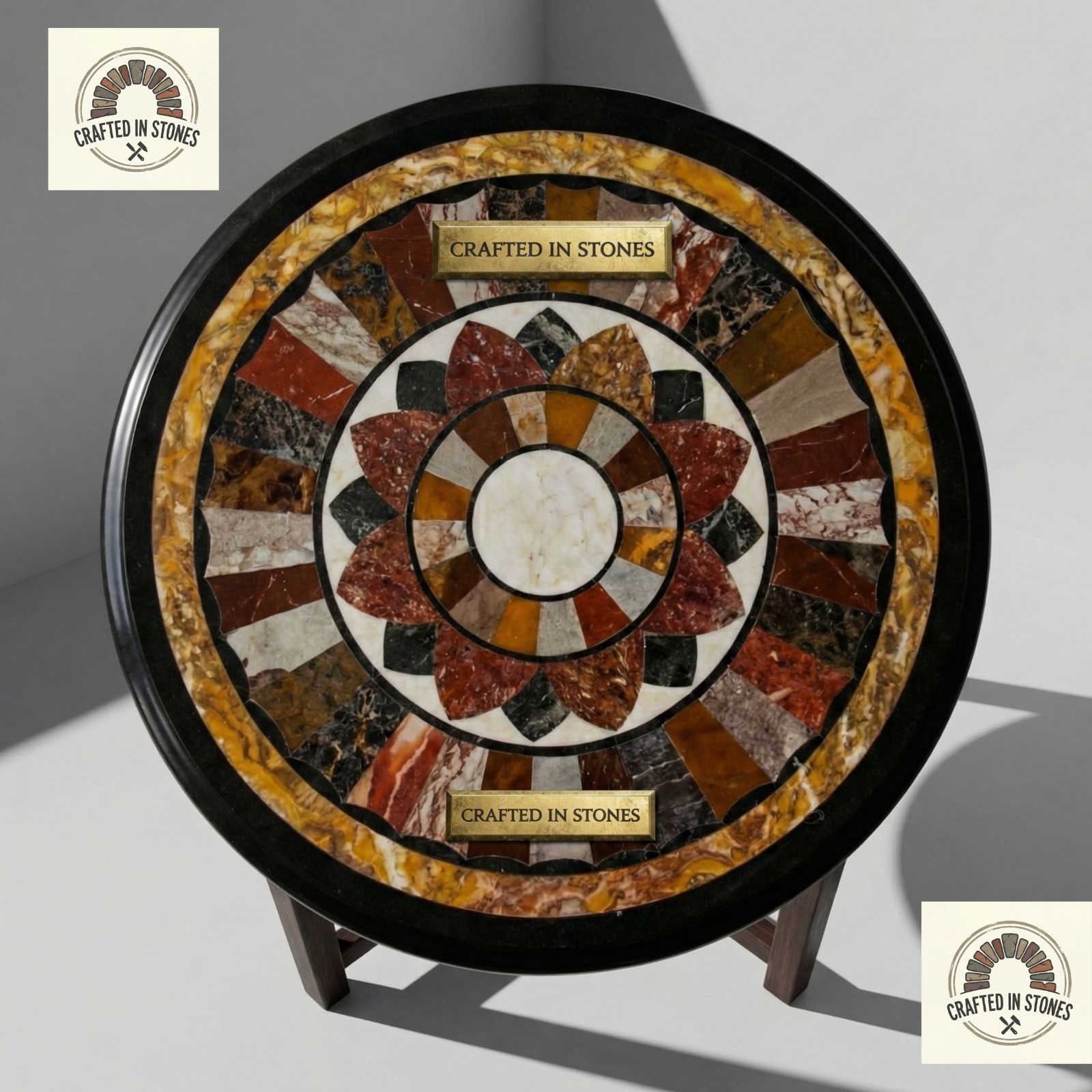 Luxury 24″ Marble Table Top Pietra Dura Inlay Handmade Coffee Table Decor
