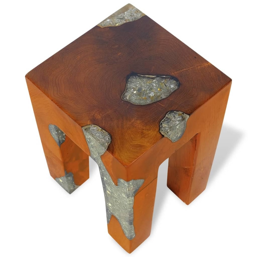 Stool Multicolor Solid teak wood 11.8×11.8×15.7 in