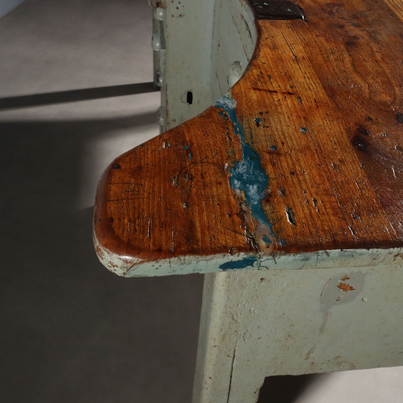 Vintage Industrial Table Fir Elm Design Italy XX Century Original