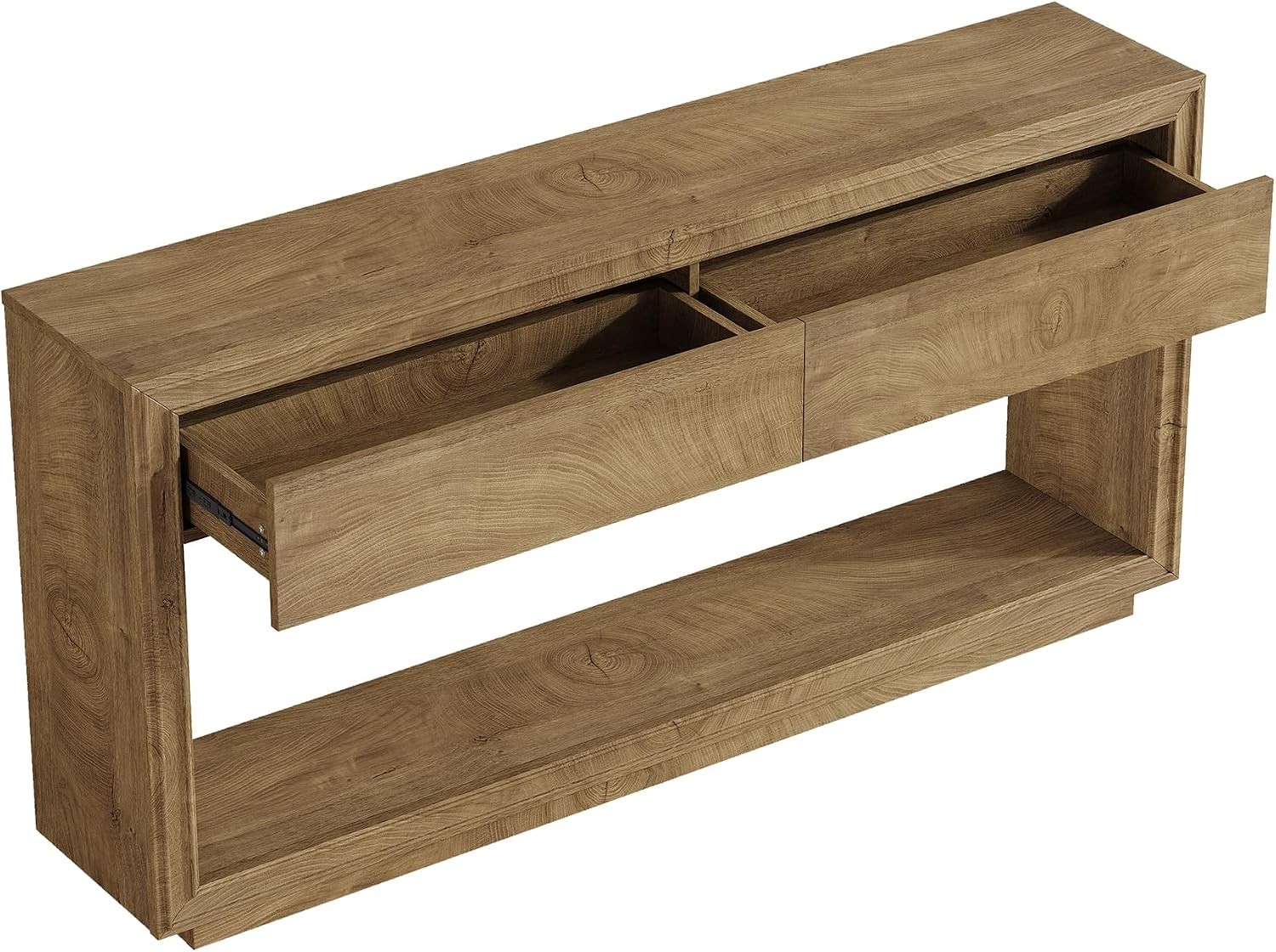 63″ Farmhouse Wooden Console Table with 2 Drawers & Storage Shelf for Entryway
