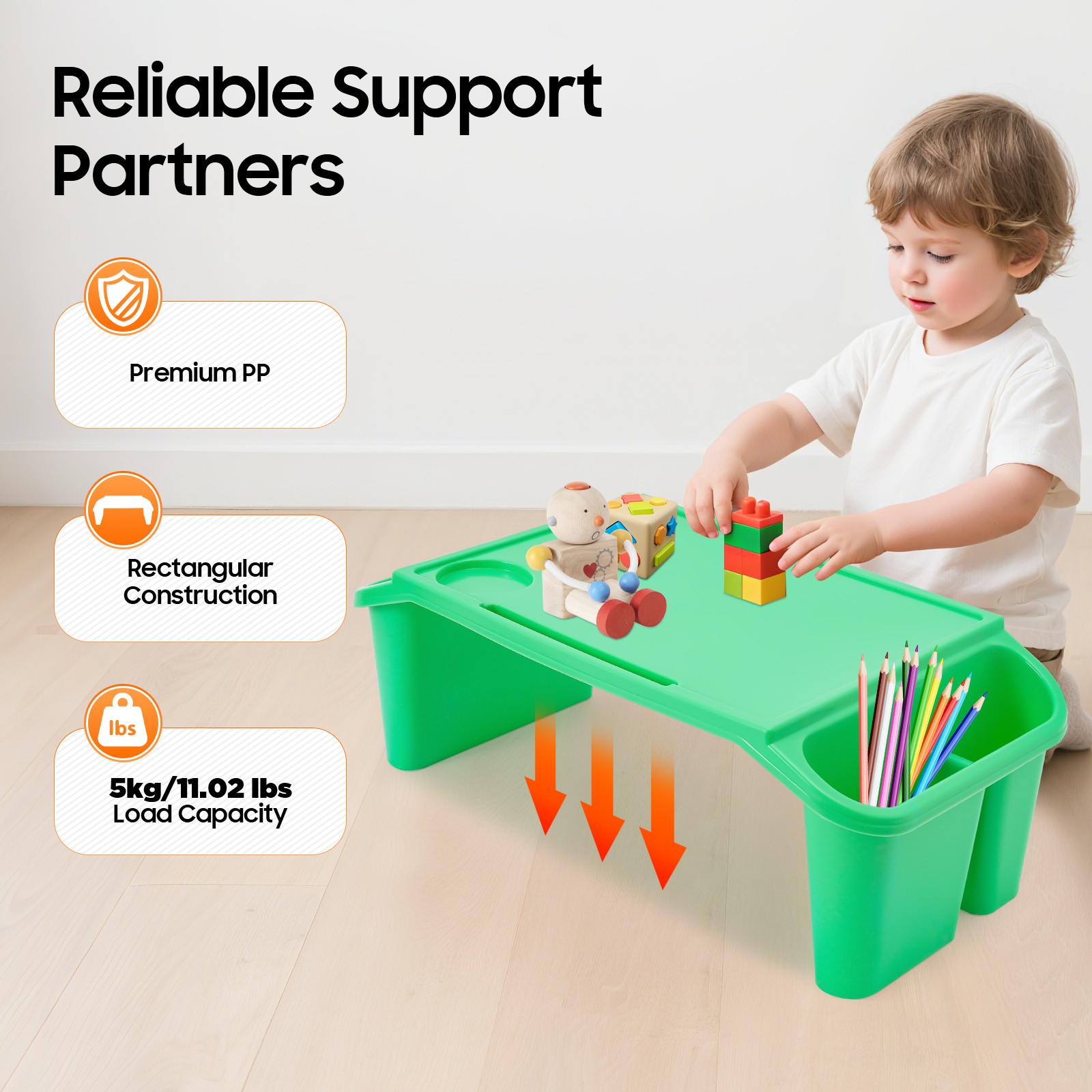 4 Pcs Kids Lap Desk Tray, Plastic Breakfast Laptop Trays with Side Pockets