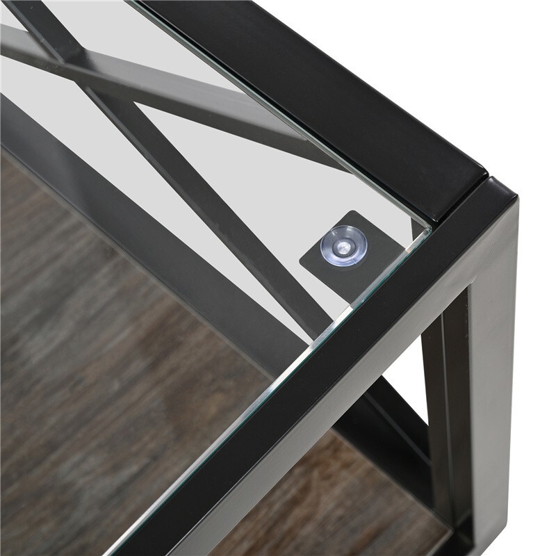 Modern Coffee Table Center Table Rustic Wood Grain MDF w/Storage for Living Room