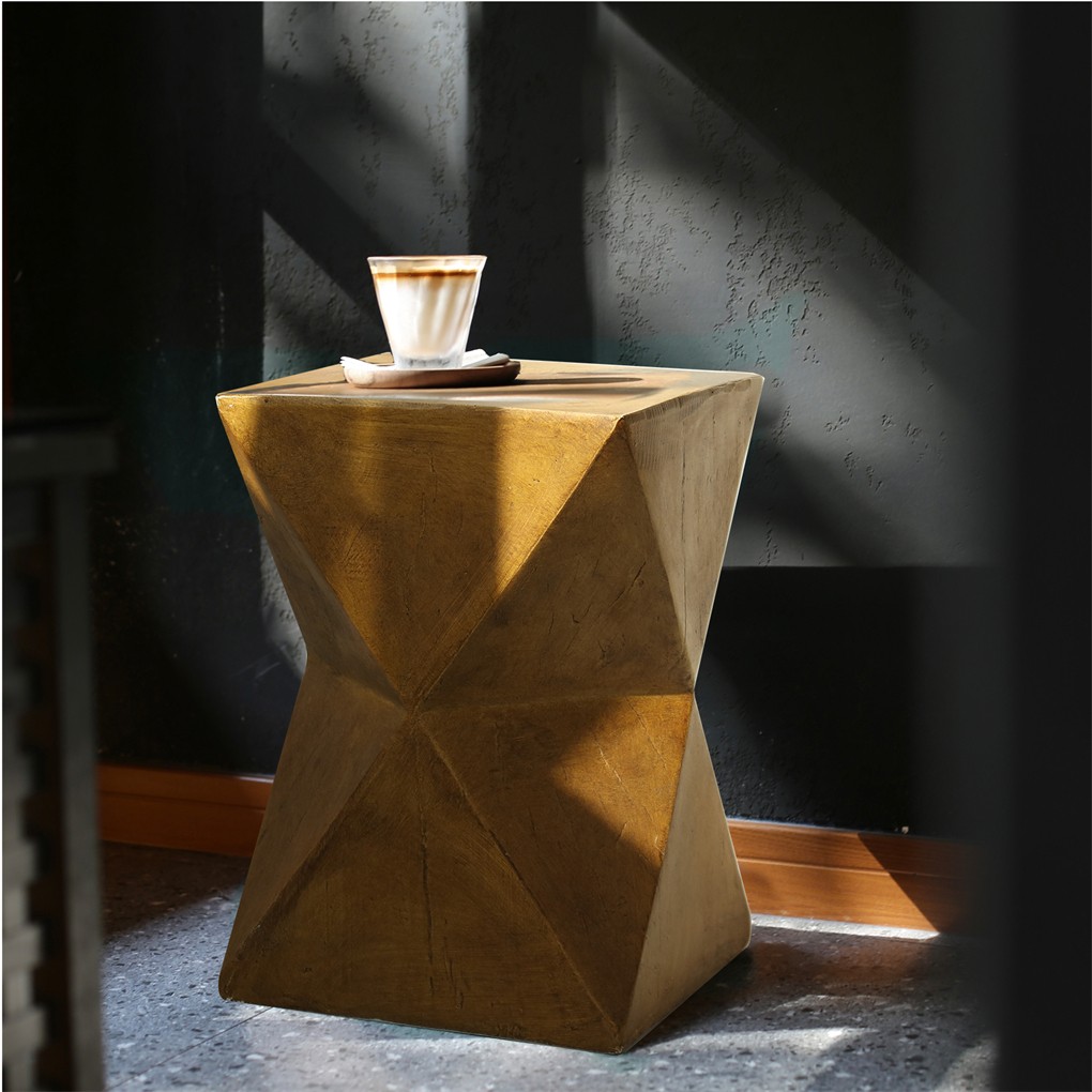Unique Geometric Concrete Side Table Accent Table Garden Table Outdoor Furniture