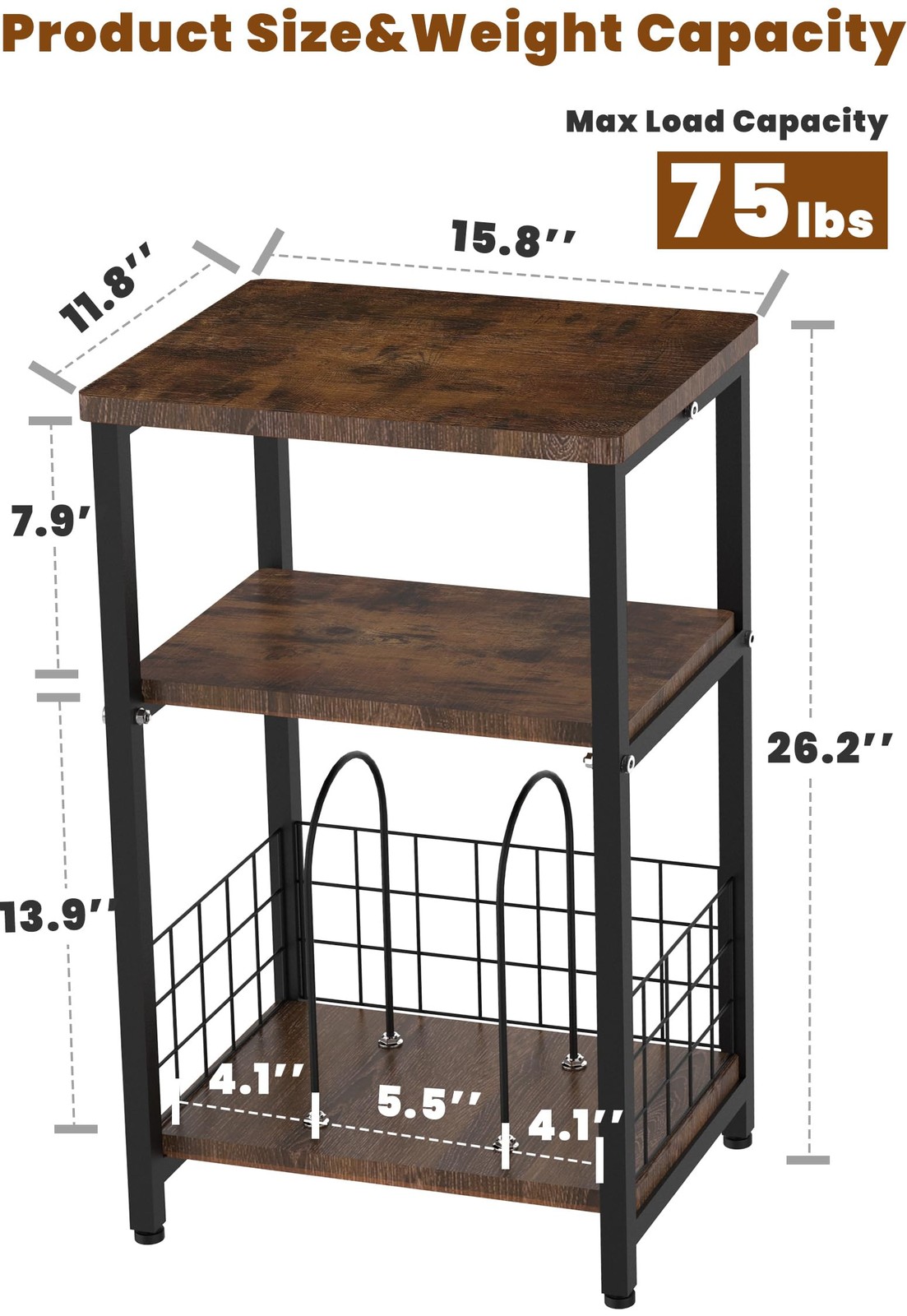 Tuohours 11.8 inches x 15.8 x 26.2 inches, Matte Black Single-net