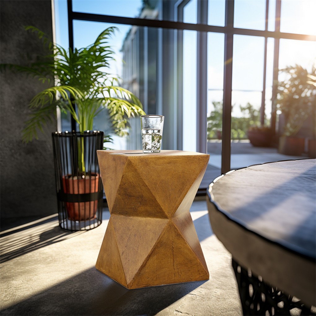 Unique Geometric Concrete Side Table Accent Table Garden Table Outdoor Furniture