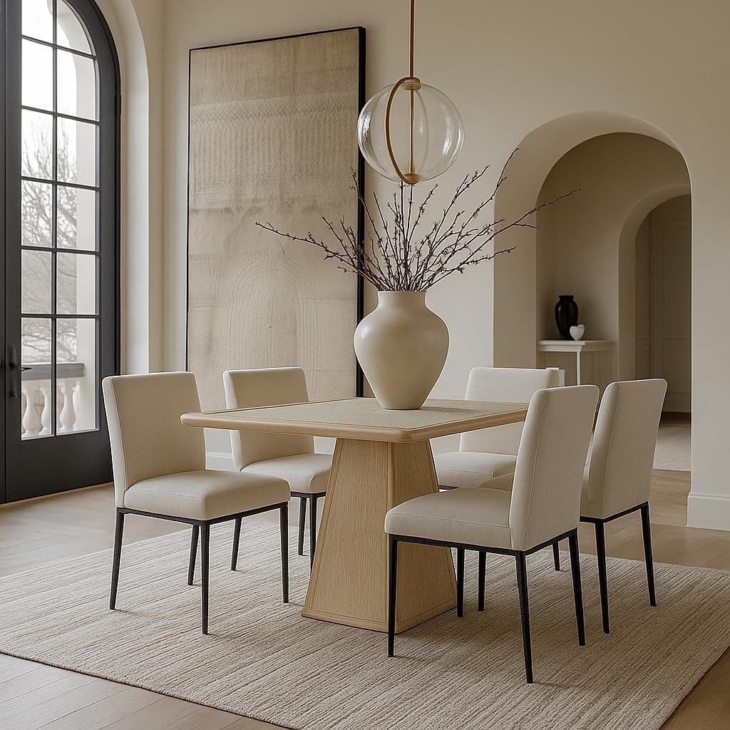 Art Deco 36″ Dining/Game Table with Glass Top & Rich Finish, Natural