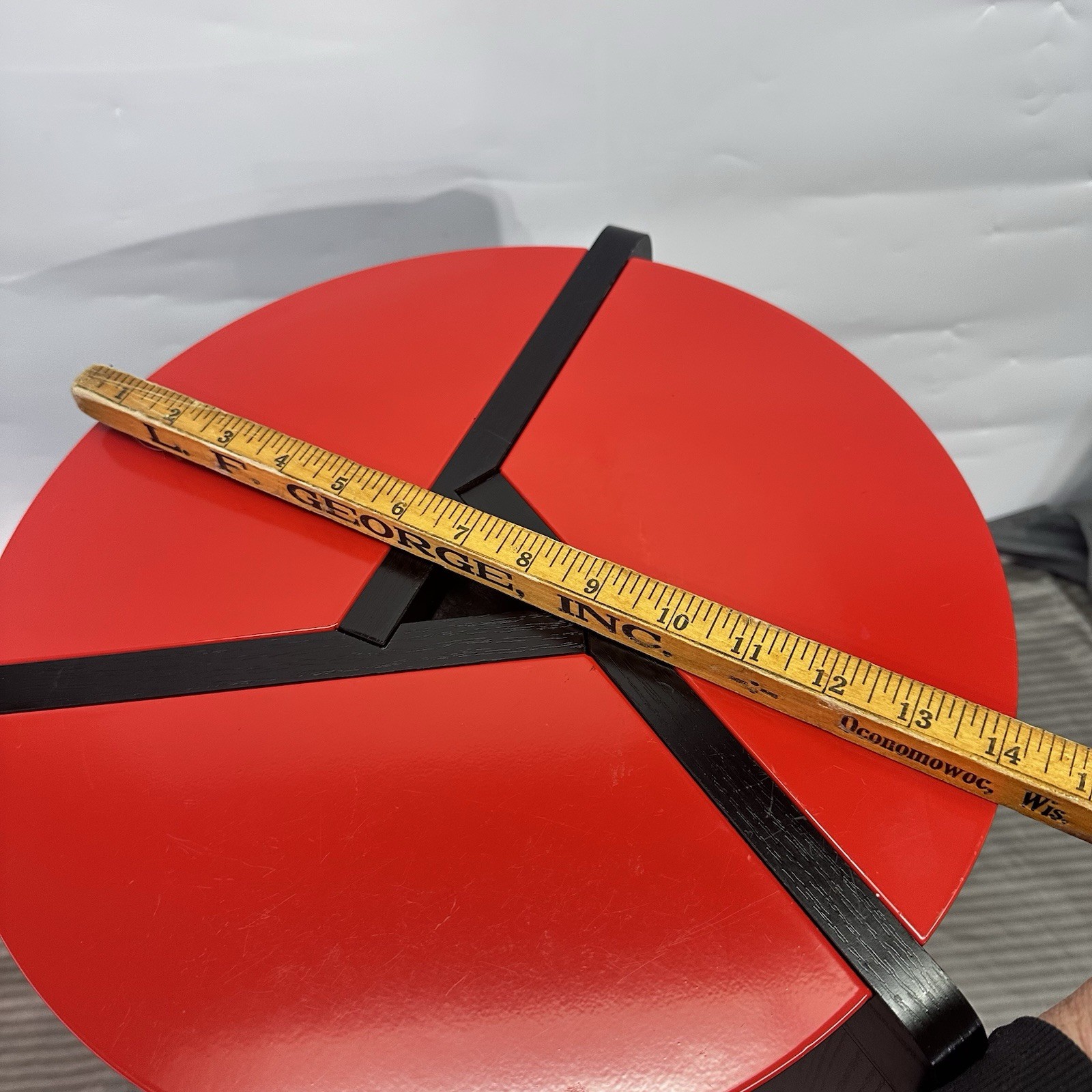 Postmodern Italian Style Accent Table Red Black Memphis Modern Geometric Table