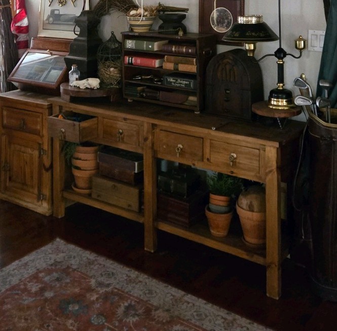 Rustic solid pine Wooden console Table 85340 Natural Brown Mexican furniture