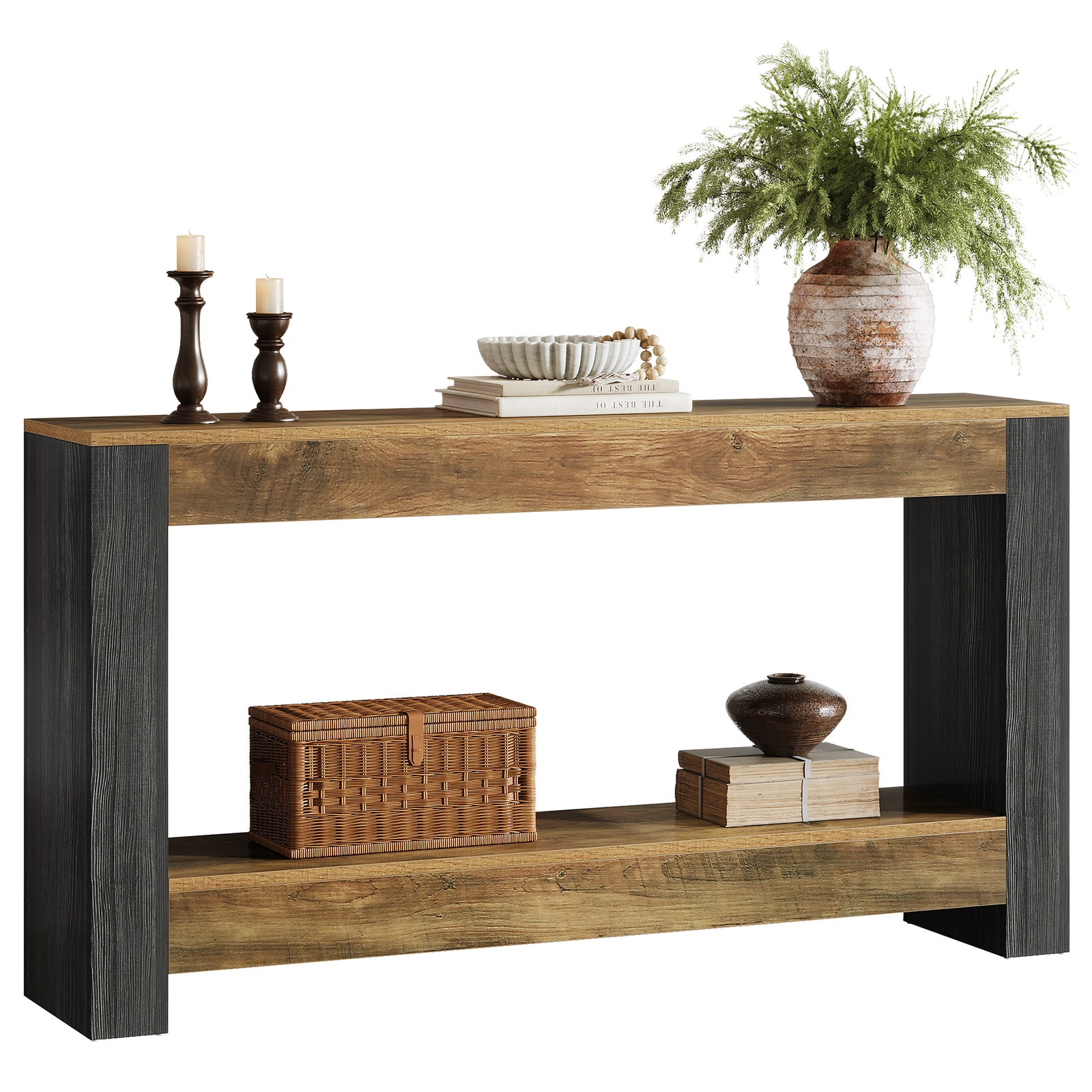 Tribesigns Rustic Entryway Console Table, 63″ Long Sofa Table Behind Couch Table