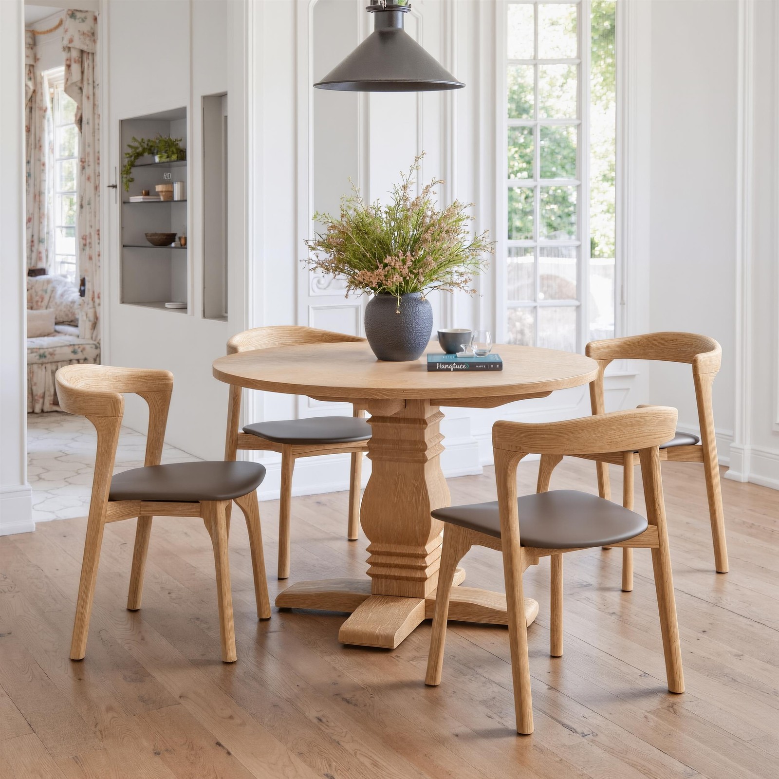 ZUO Tabi Solid Elm Wood Round Dining Table in Brown
