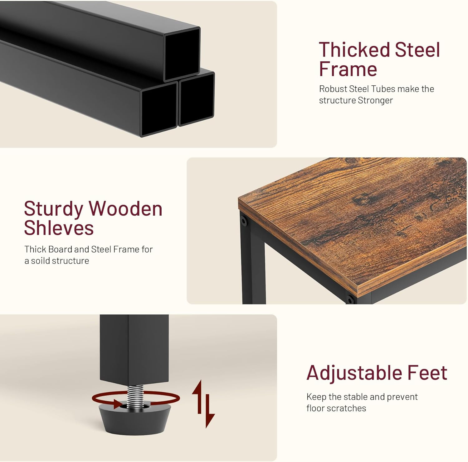 Narrow Small Side Table for Small Space, 2 Tier Sofa Skinny End T