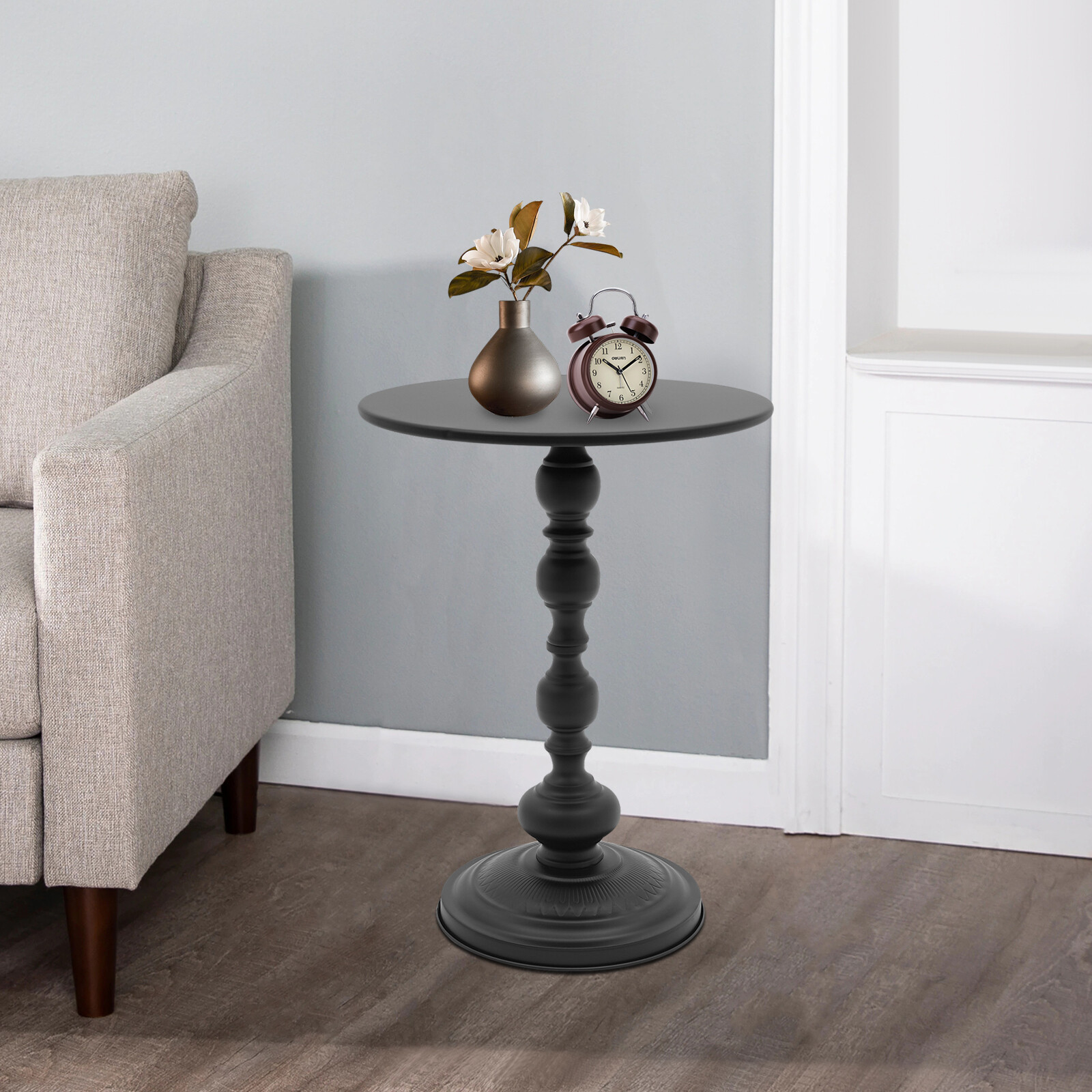 Retro Round Side Table Carbon Steel Sofa End Table Living Room Bar Coffee Table