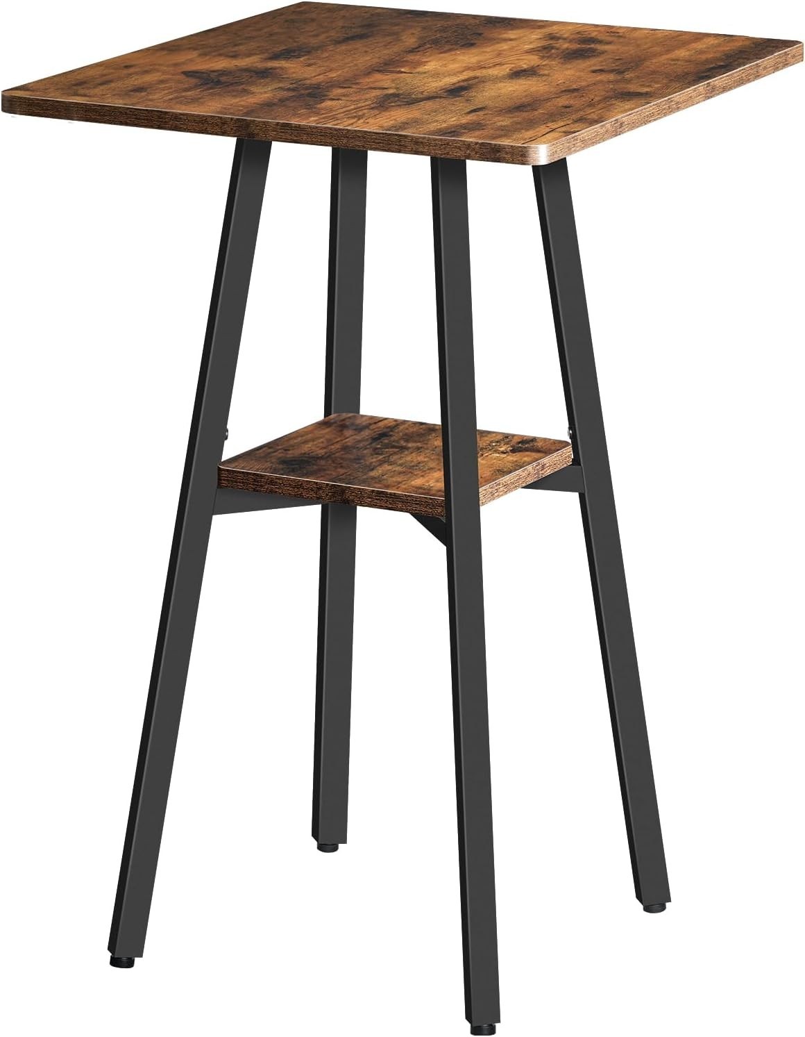 Rustic High Top Bar Table – 36.6” Counter Height with 2-Tier Storage Design