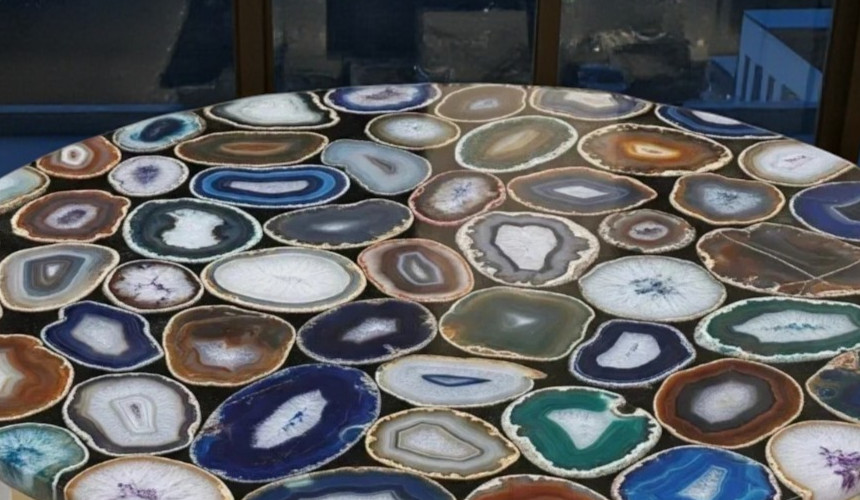 Multicolor Agate Coffee Table , Agate Custom Table , Luxury Living Room Table