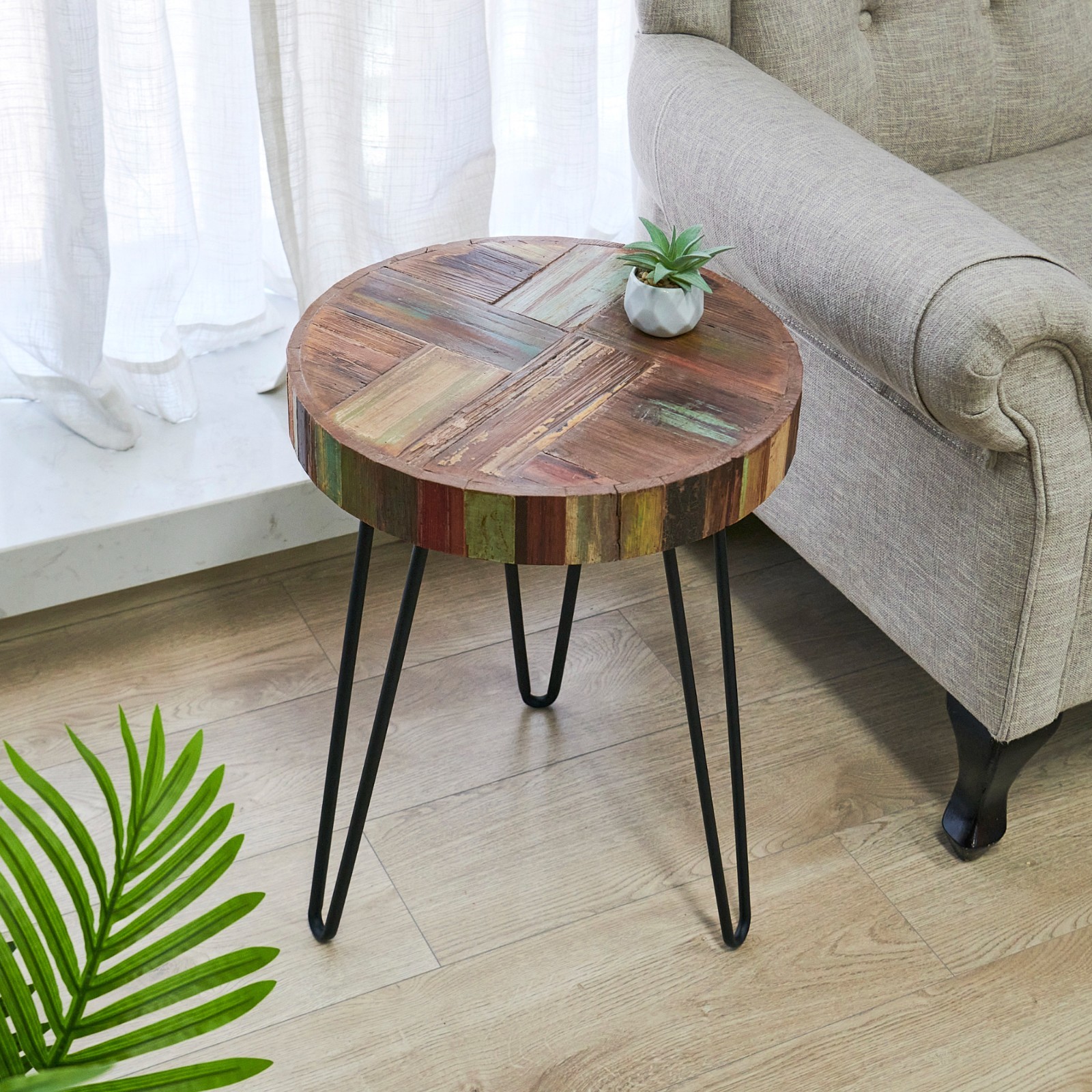Greenage End Table Sofa Side Table Reclaimed Wood Living Room Bedroom Furniture