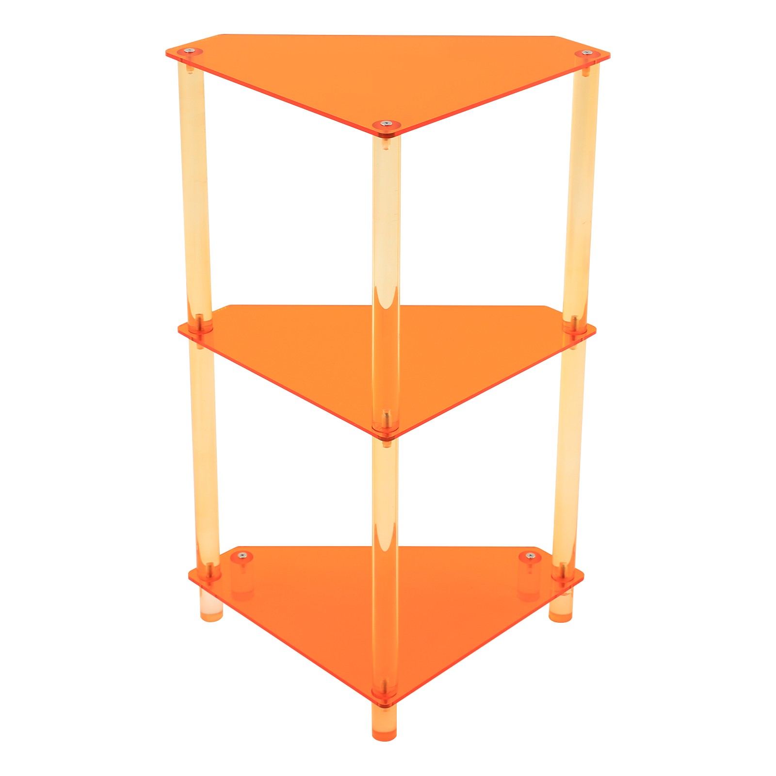Triangle Orange End Table, 3 Tier Side Table For Living Room, Bedroom, Bathroom