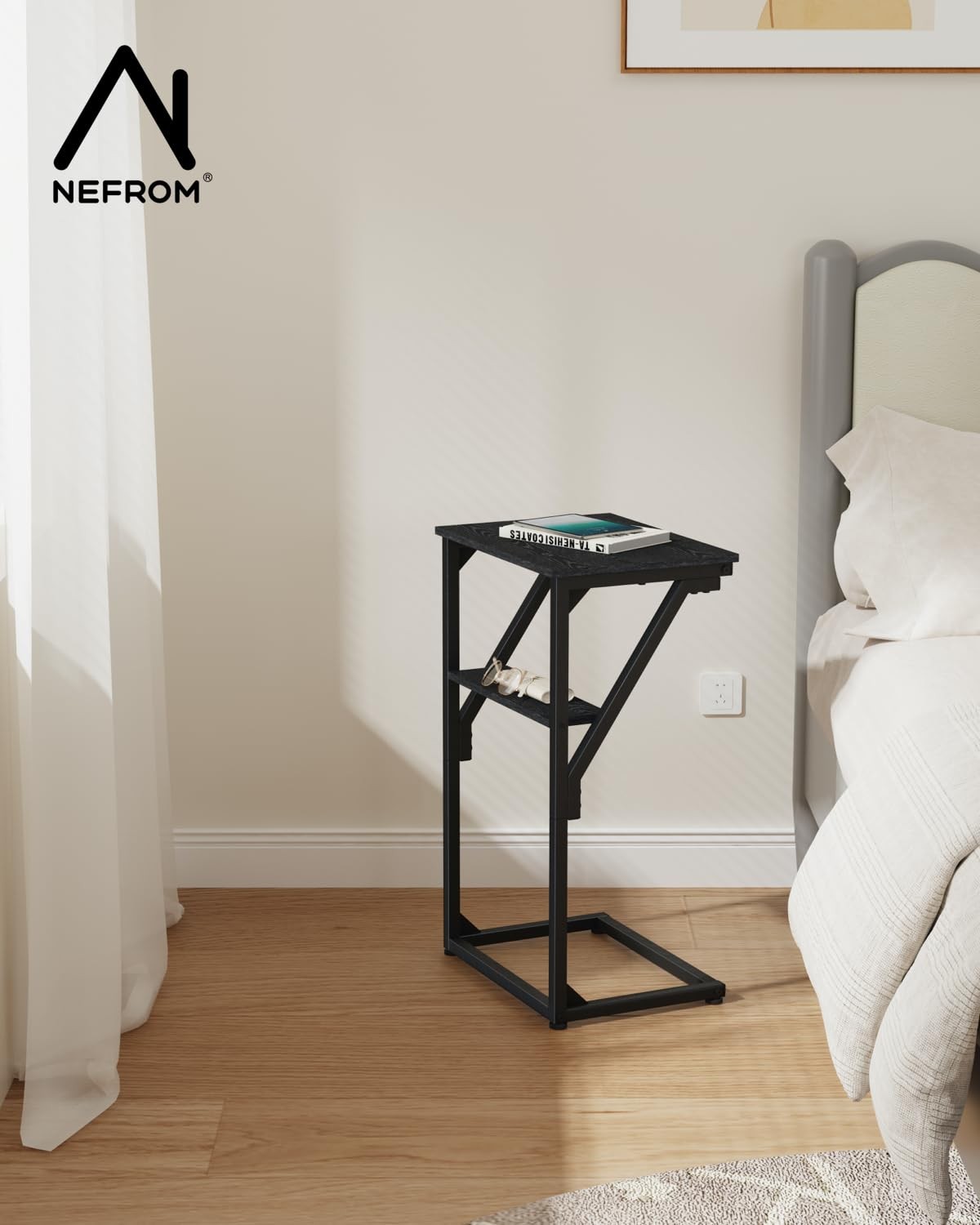 C Shaped End Table Small Sofa Side Table TV Tray Living Room Bedroom