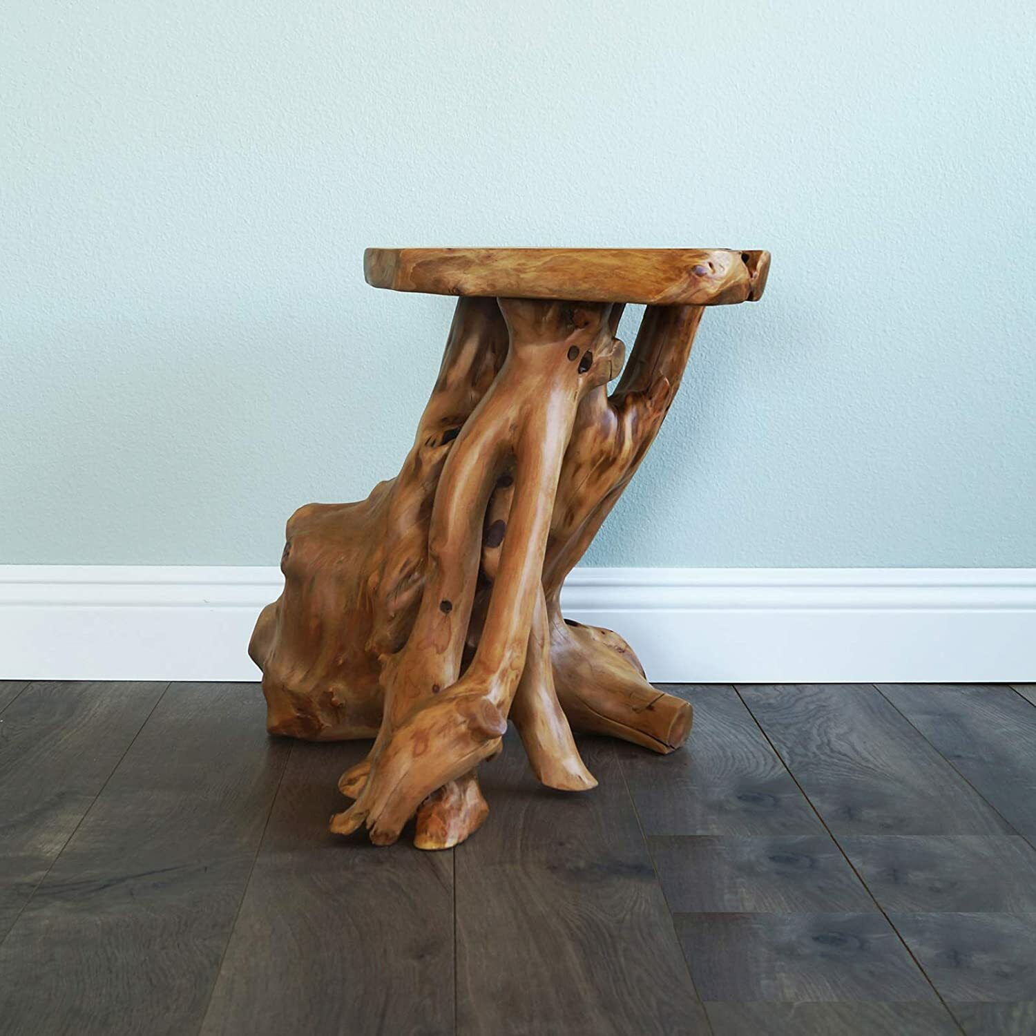 Rustic Primitive Natural Cedar Root Wood Log Side End Table Chair Home Garden