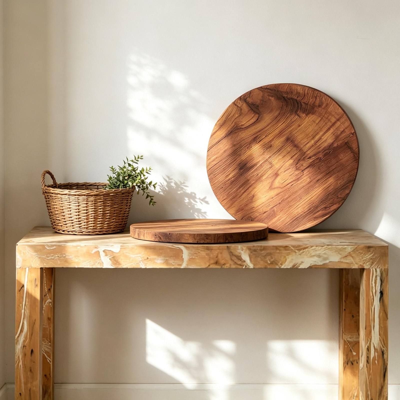 Rustic Natural Round Teak Wood Slab Table Top DIY for Side End Table Home Decor