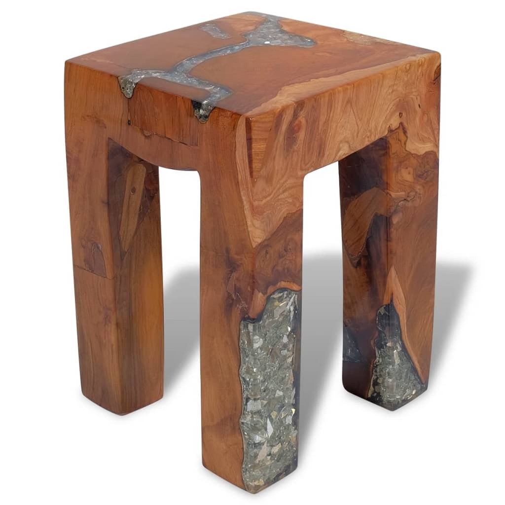 Stool Multicolor Solid teak wood 11.8×11.8×15.7 in
