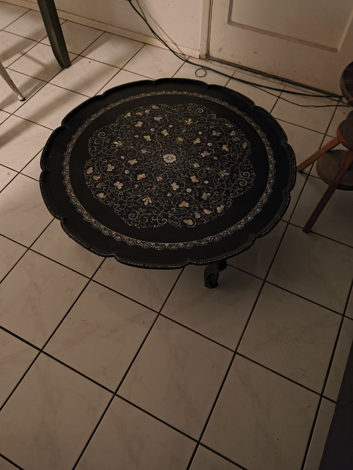 pearl inlay Korean foldable tea table with original mechanics