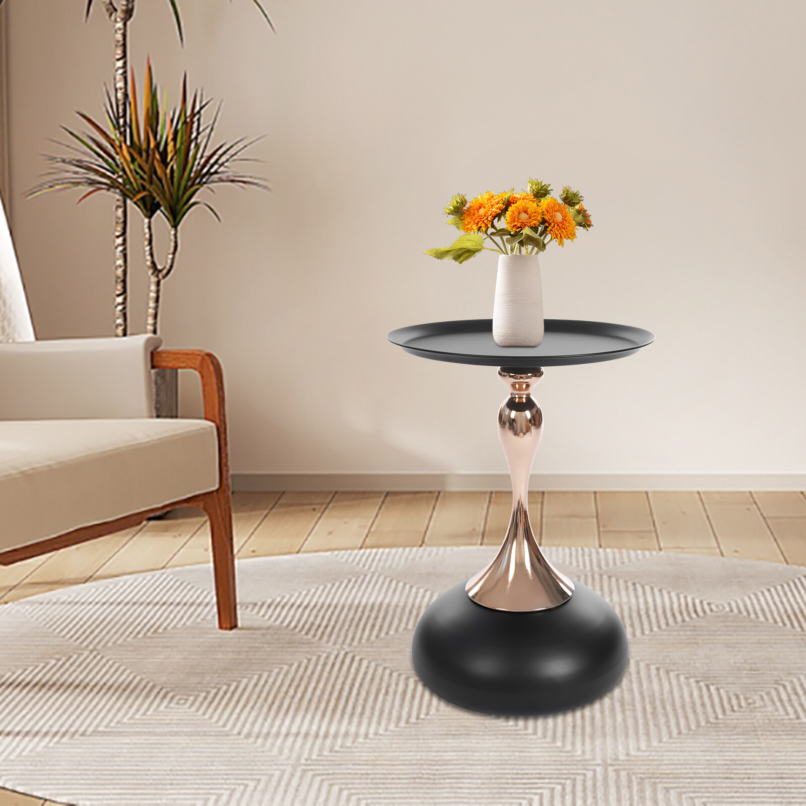 Round Side Table Metal Sofa Small End Table Drink Table for Living Room Bedroom