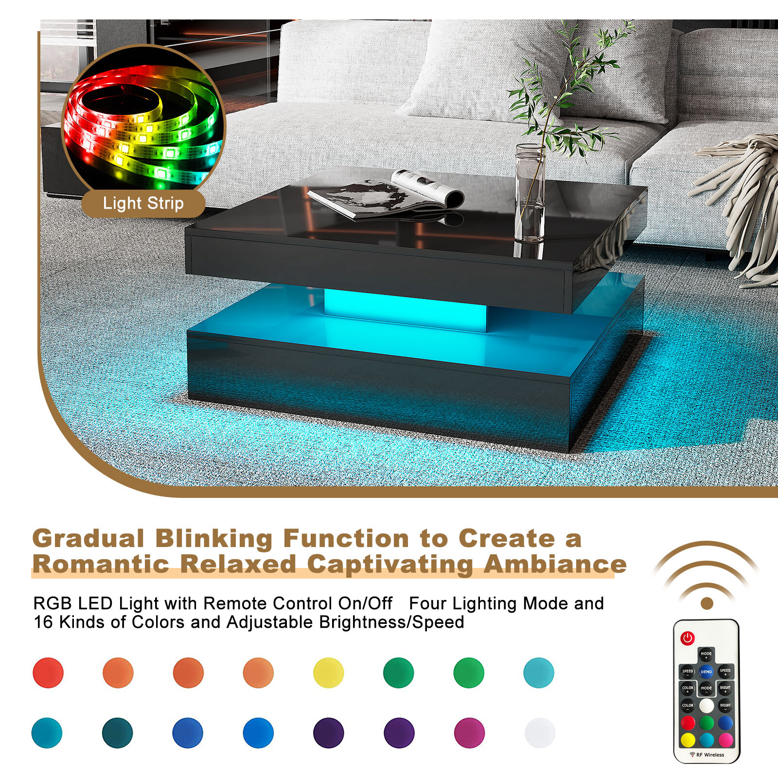 Modern LED lighting coffee table LED living room coffee table coffee table coffe