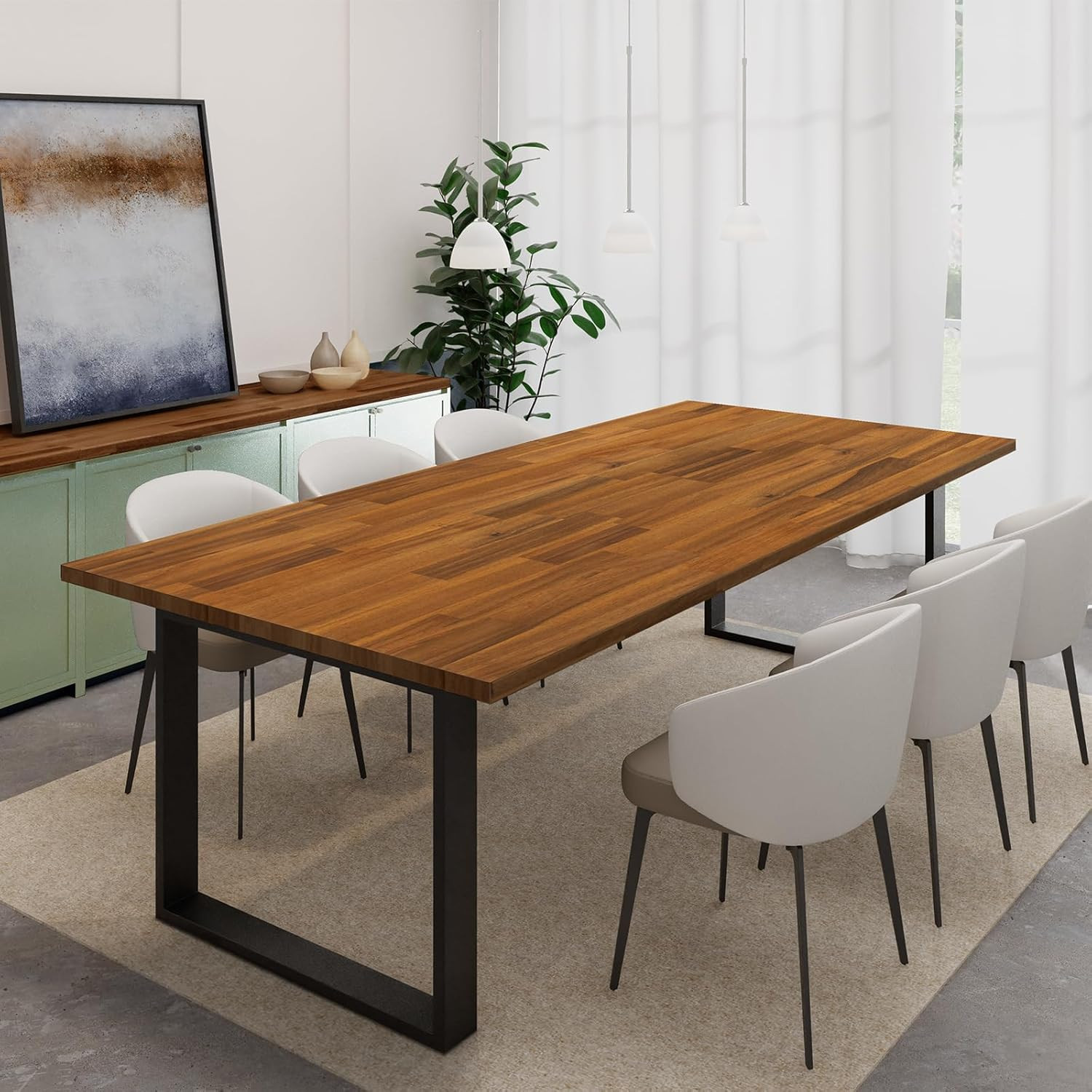 Teak-Stained Acacia Solid Wood Table Top for Standing Desk, 48″x25