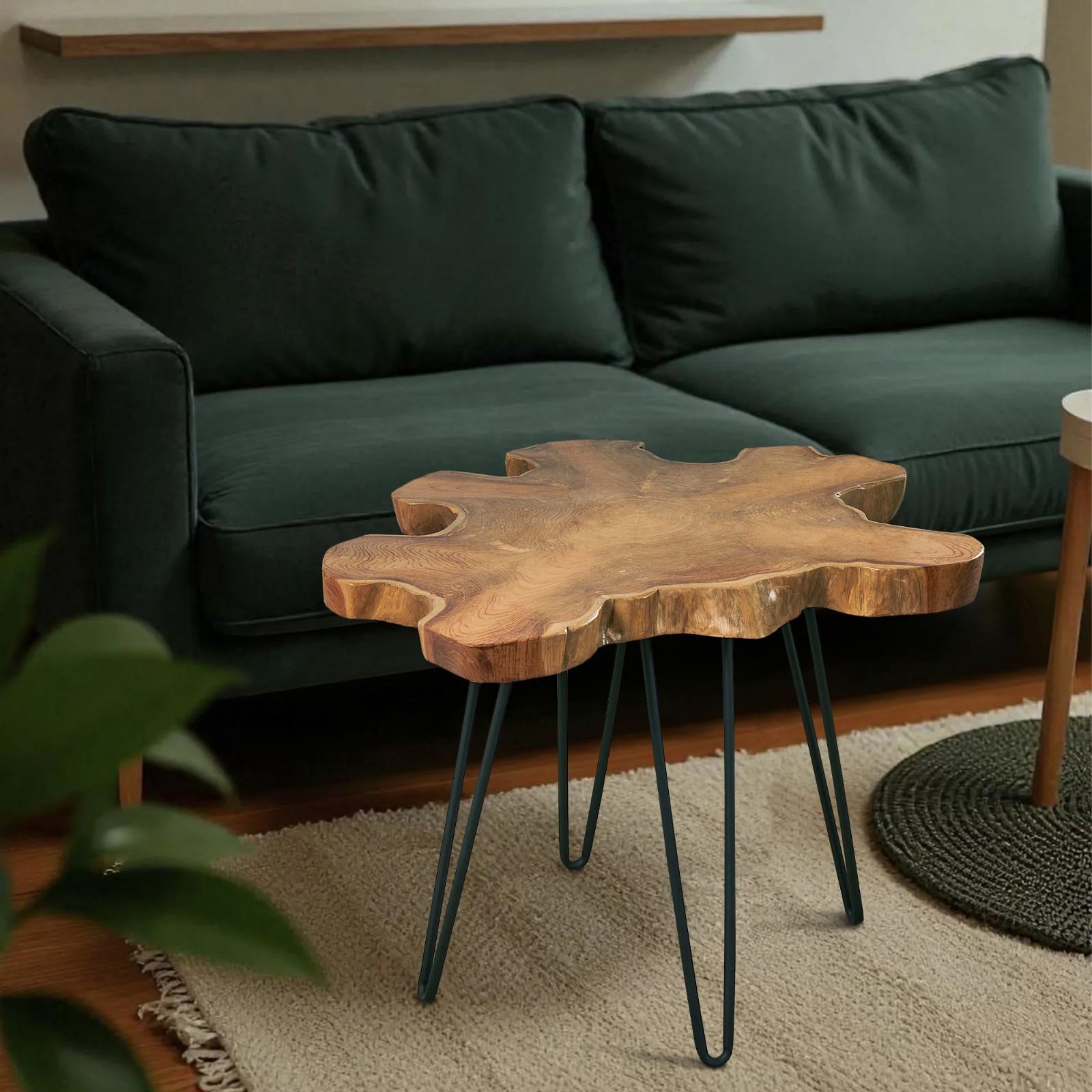 Rustic Teak Wood Slice Coffee Table, Live Edge Coffee Table, Handcrafted