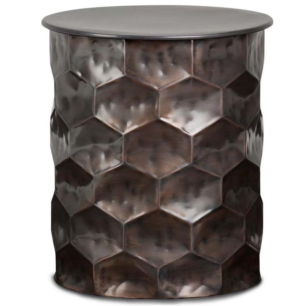 Trent Home Industrial 17″ W Metal Storage Accent Side Table in Antique Bronze