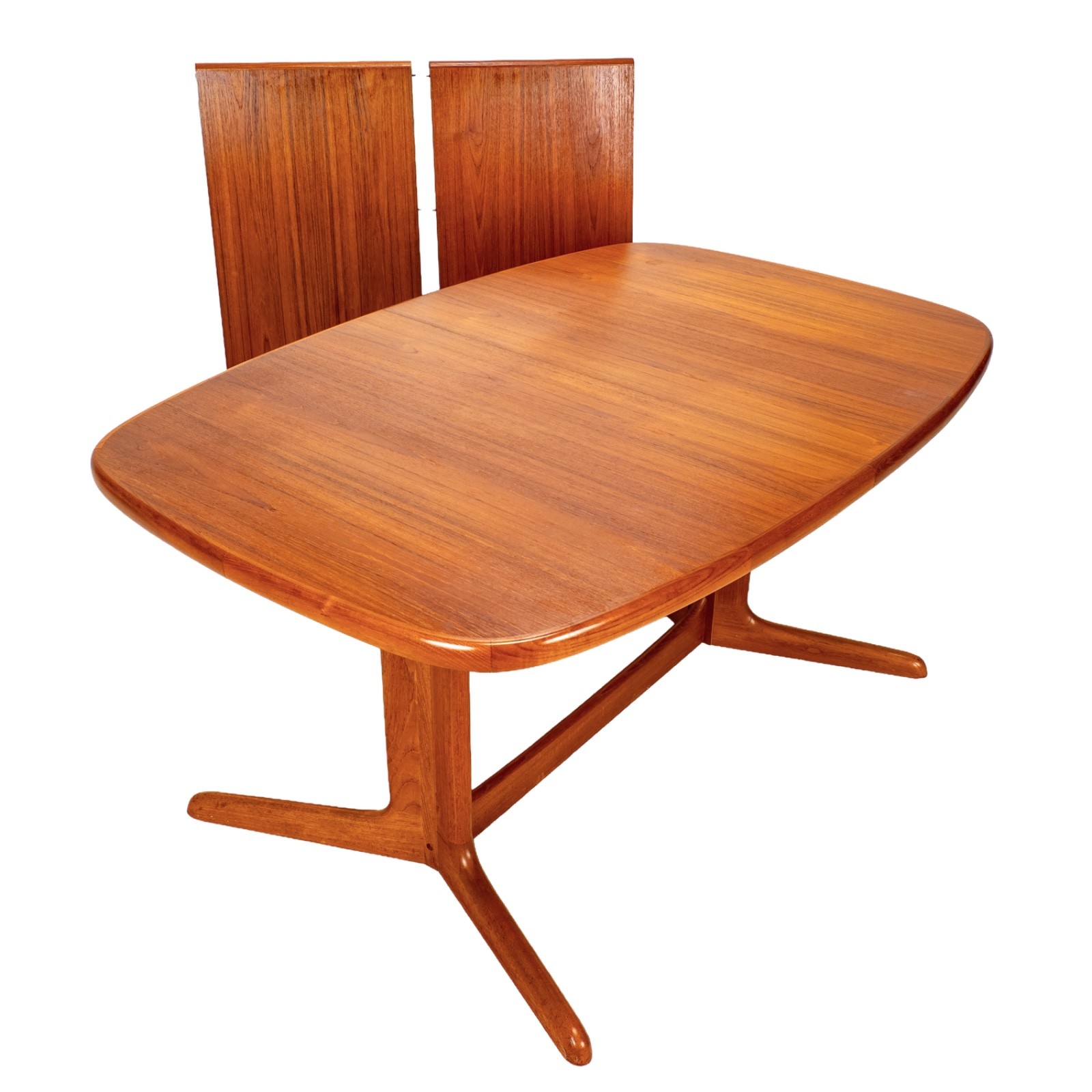 Rasmus Danish Modern Teak Extension Dining Table 2 Leaves Denmark MCM 98.5″