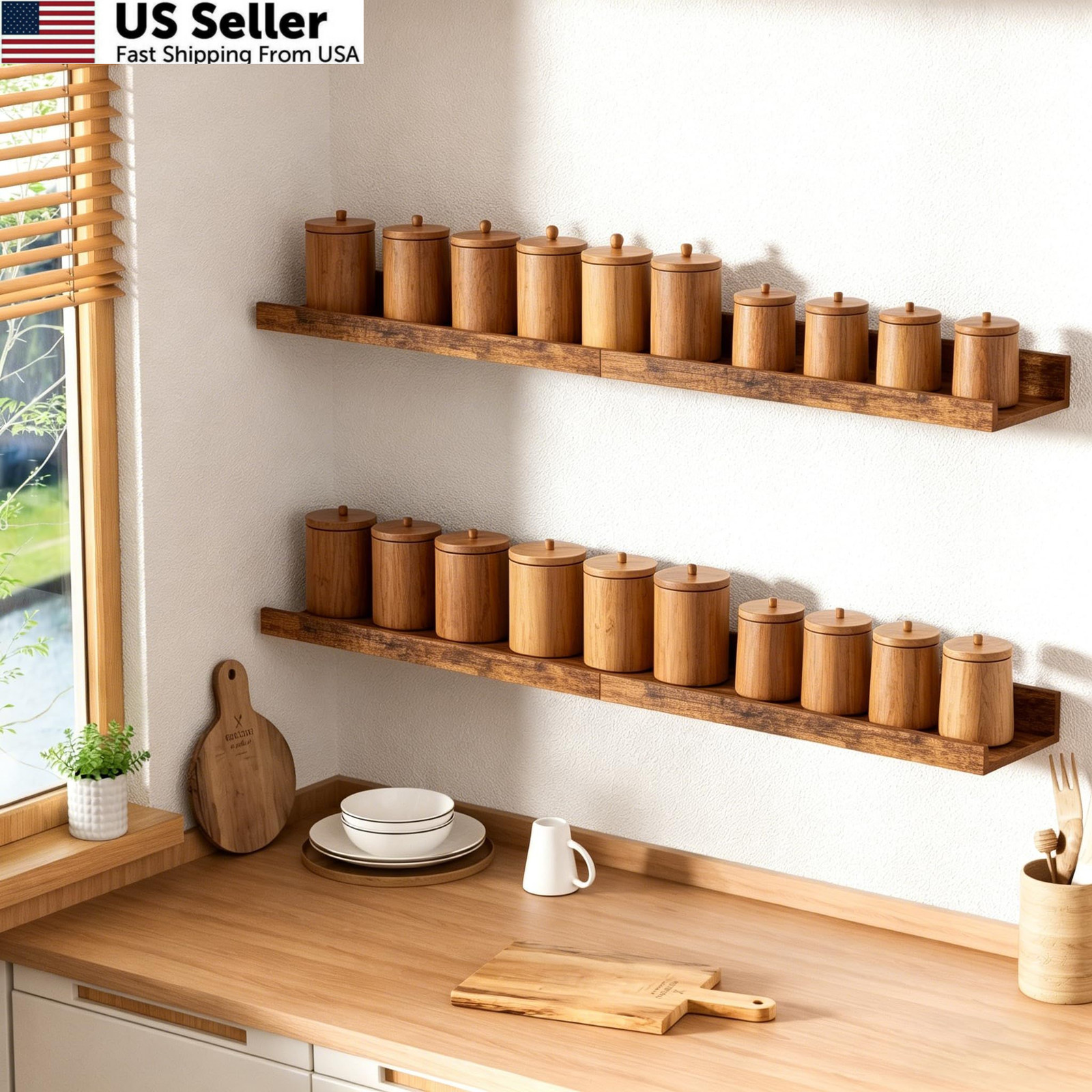 upsimples Floating Shelves for Wall, Wall Decor 15.7in, Brown