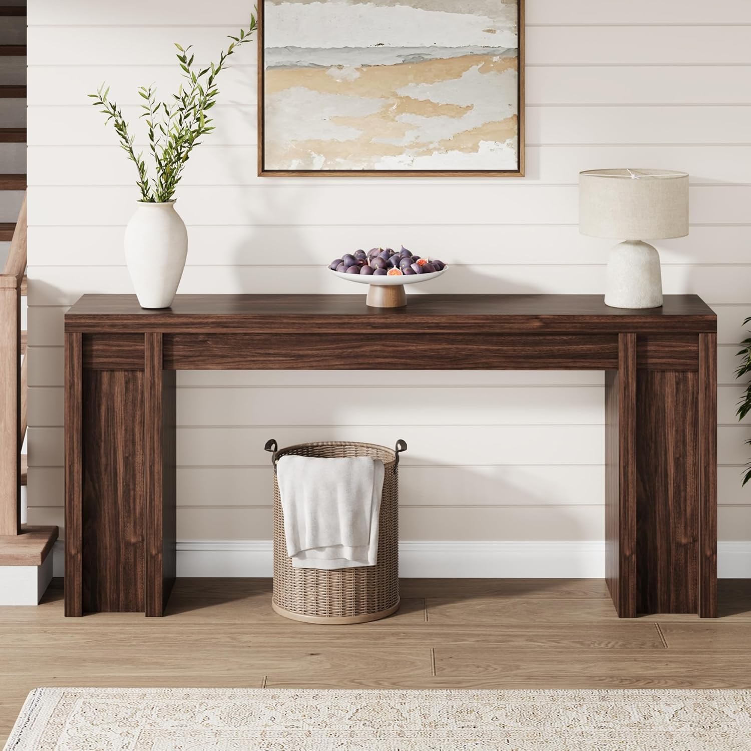 71″ Entryway Table, Wooden Farmhouse Console Table, Long Sofa Table Behind Couch