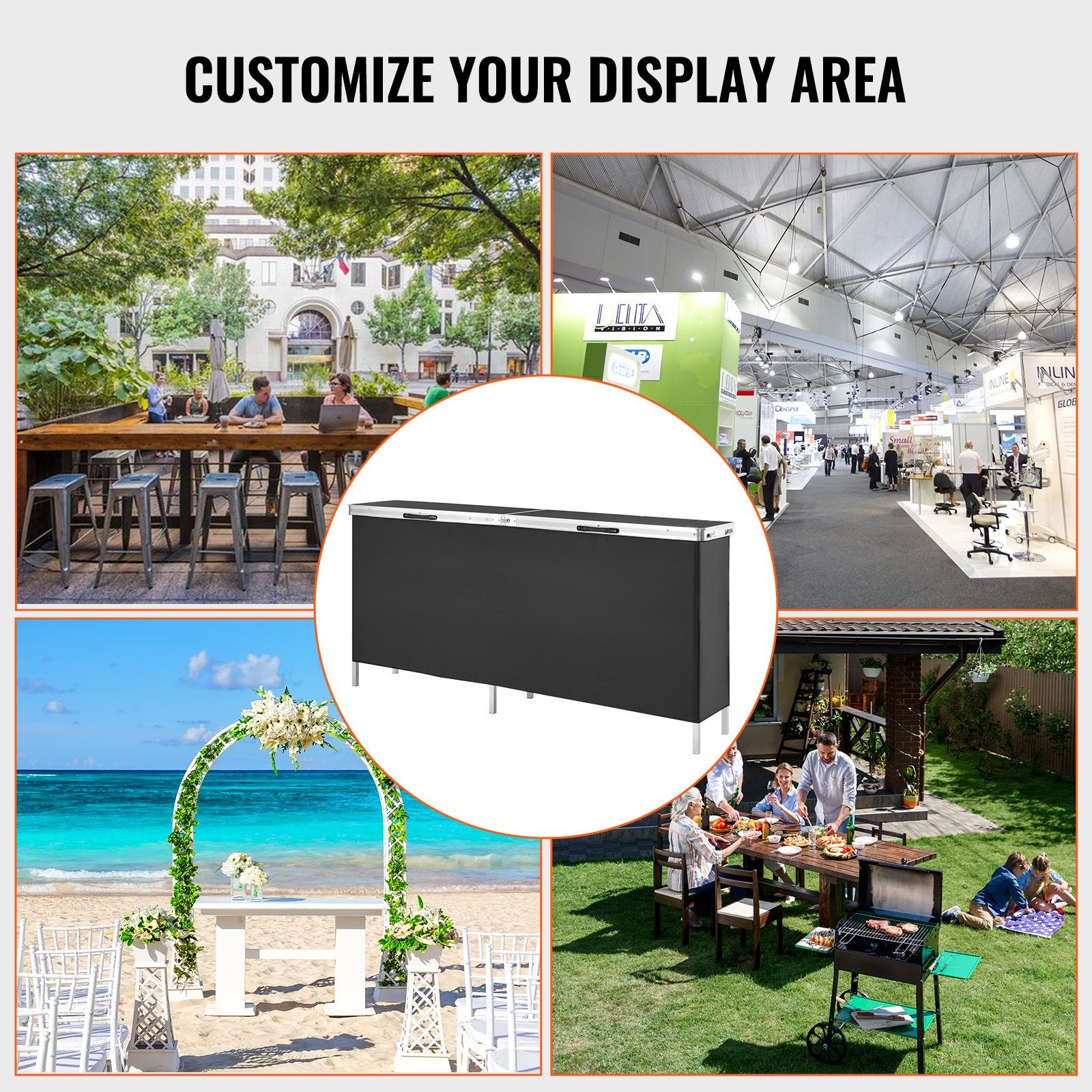 Extra Long Folding Portable Bar Table – Tradeshow Podium Table