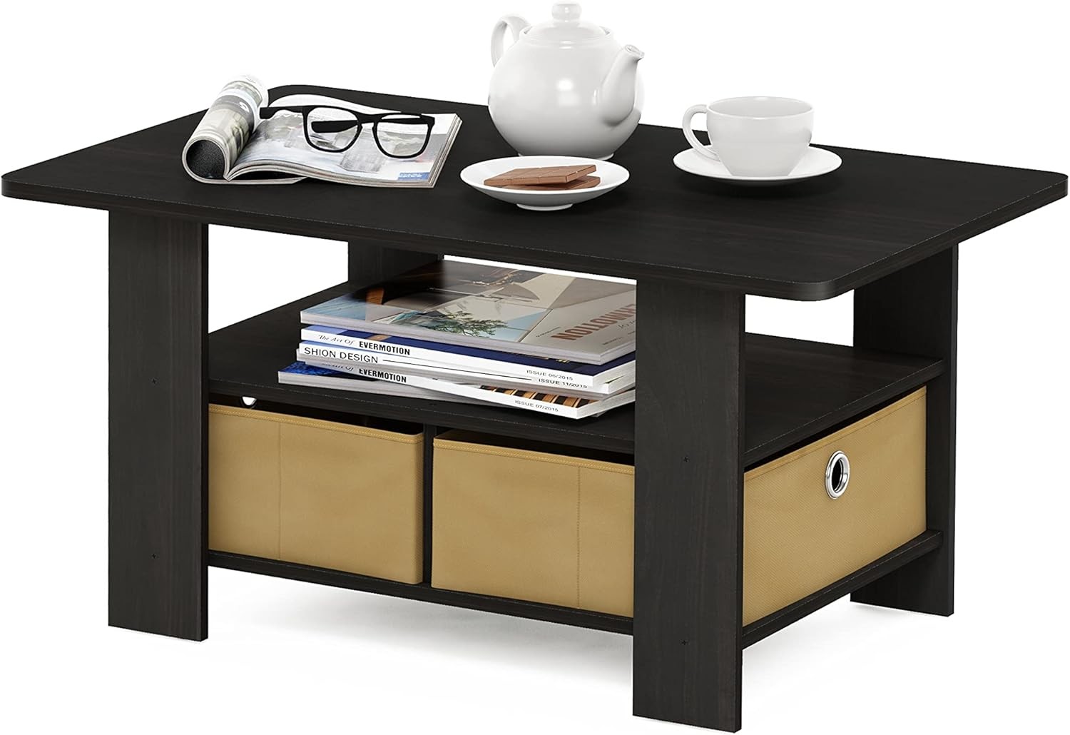 Turn-N-Tube Coffee Table 31.22D x 15.5W x 15.8H in French Oak Grey/Black/Black