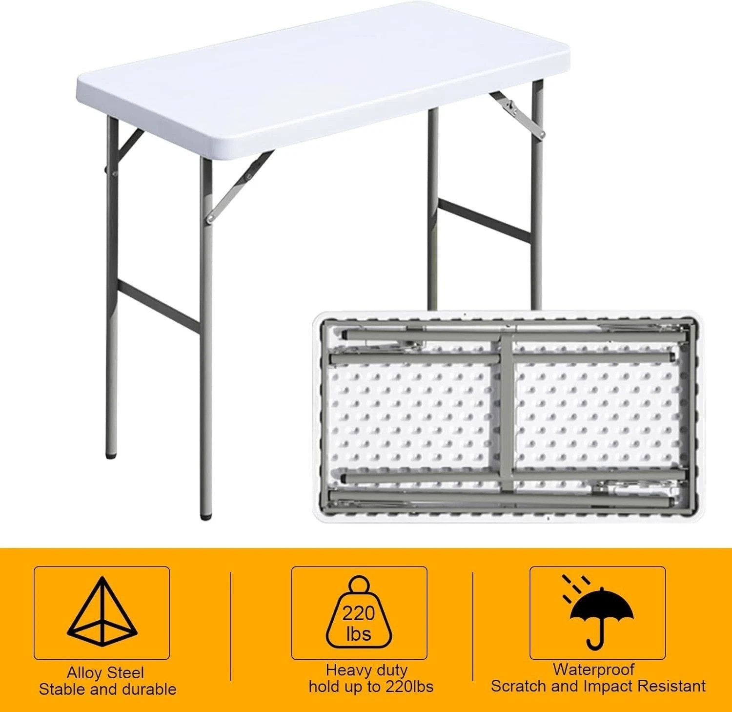 Folding Table 2.7ft Rectangular All-Occasion Plastic Folding Event Table for …