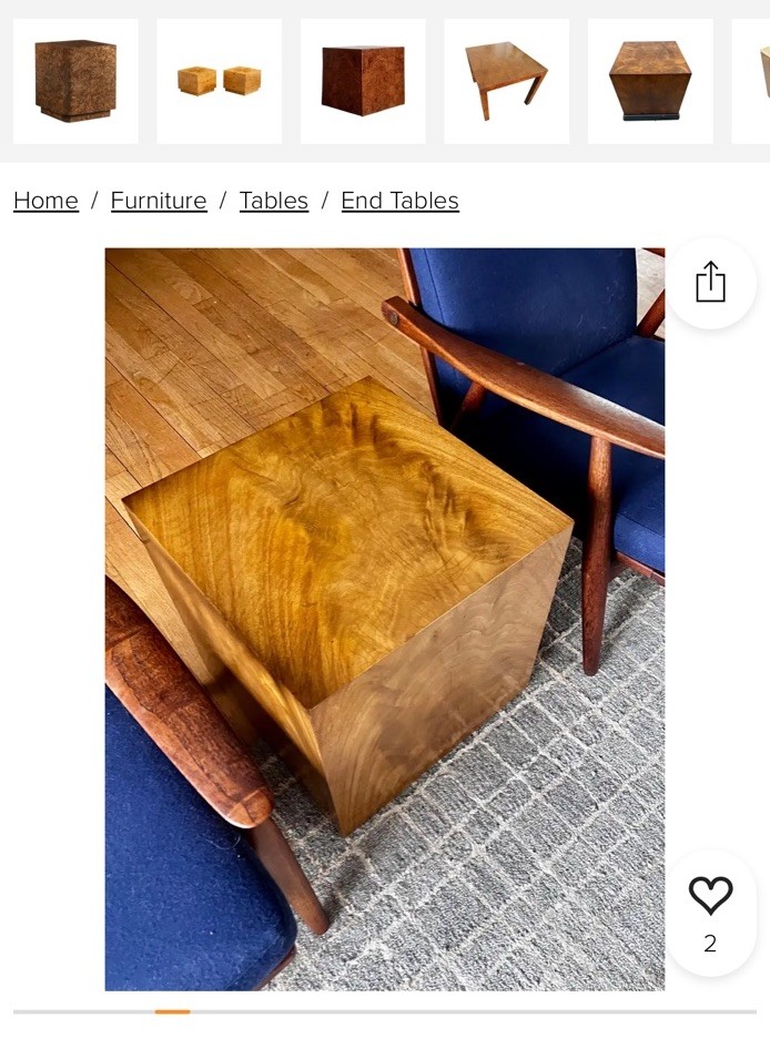 Teak Solid Wood Cube Side Table Stool Plant Stand