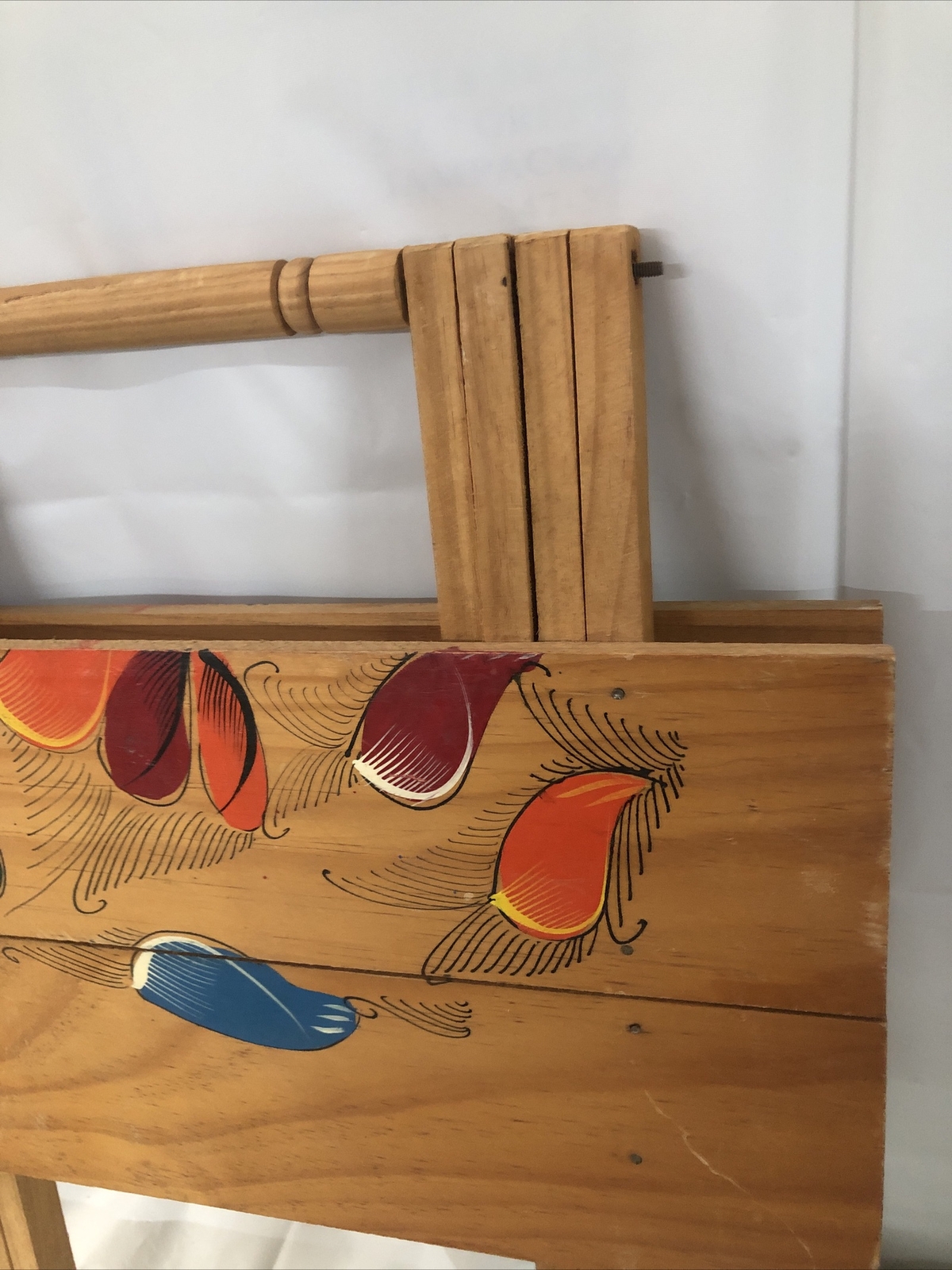 Rare Handmade Cedar Folding Table W/design Wooden End table light weight