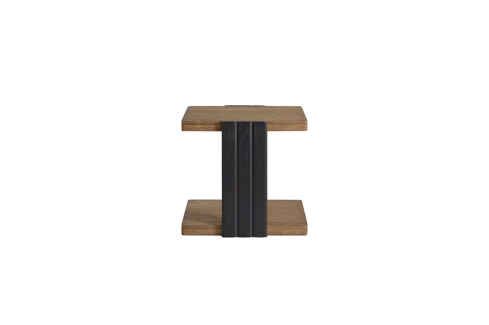 (Solid wood + MDF) Modern design slot chair side table – black, elm veneer