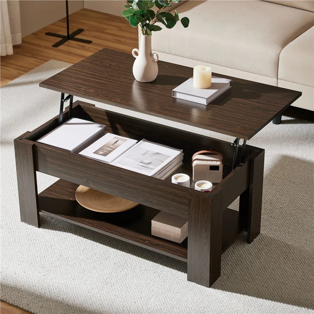 39In Lift Top Coffee Table with Hidden Compartment & Storage for Livingroom, Esp