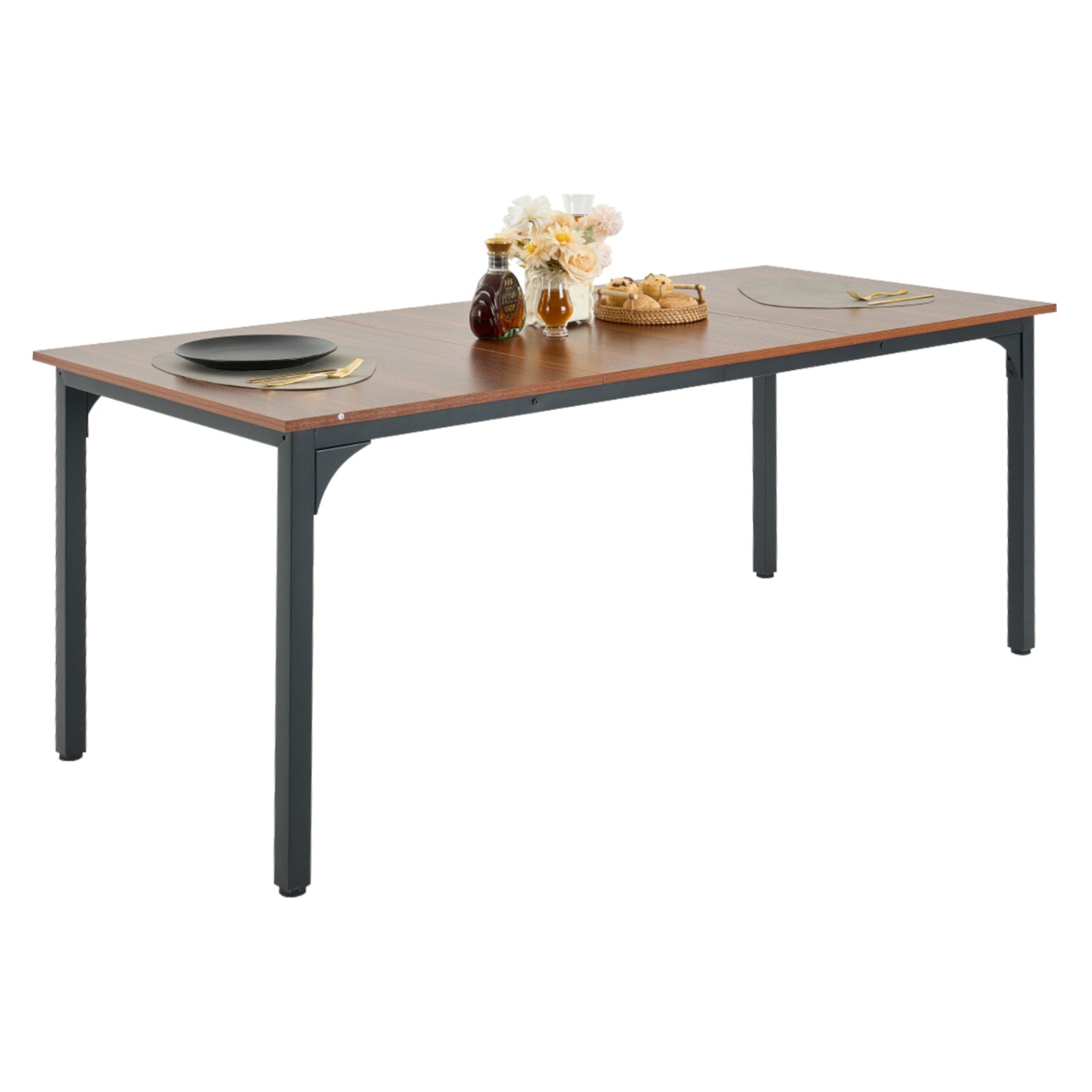 VEVOR 71in Rectangle Dining Table Wood Kitchen Table for 6-8 Person Brown