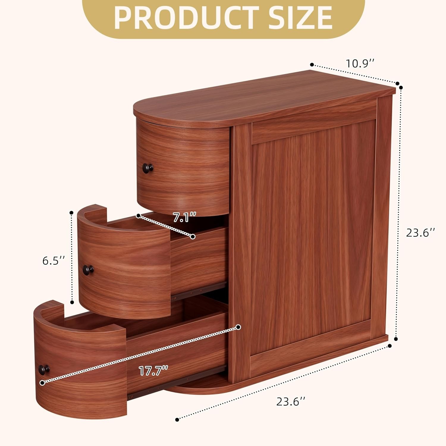 Narrow End Table with 3 Drawers, Vintage Solid Wood Side Table with Storage, …