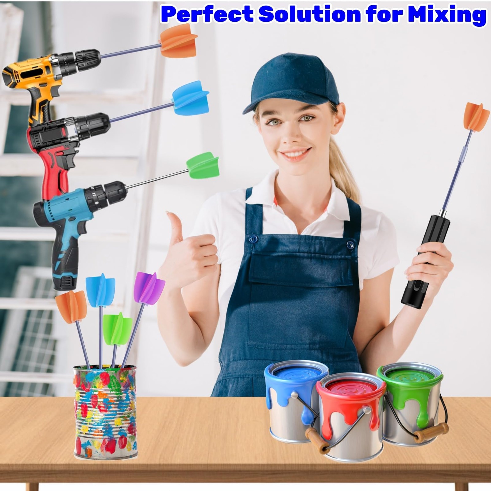 4/Large+4/Small Sizes Silicone Resin Mixer Paddles,Reusable Reusable Paint…