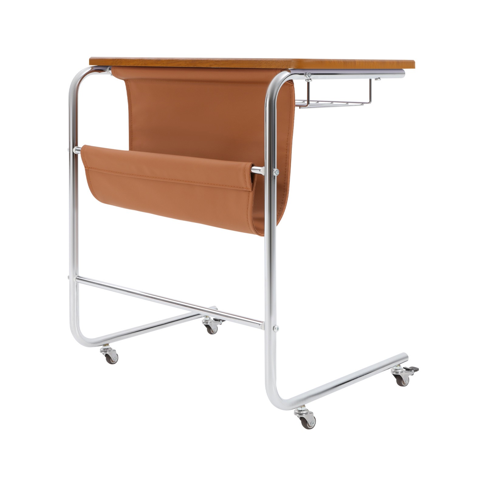 Sofa Side Table,C-Shaped End Table with Universal Wheels,End Table living room
