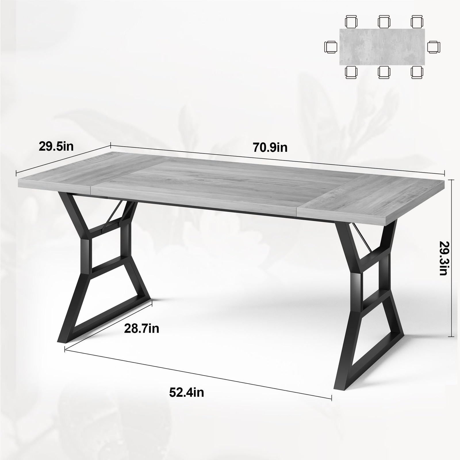 71” Rectangular Dinning Table for 6-8, Farmhouse Kitchen Table with X-Shaped…